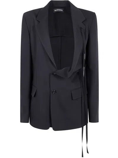 Ann Demeulemeester Asymmetric Silhouette Light Deconstructed Jacket In Black