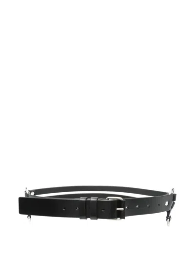 Ann Demeulemeester Monna 35cm Belt With Double Rings In Black