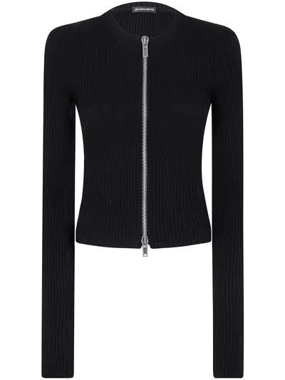 Ann Demeulemeester Terna Short Zipper Cardigan In Black