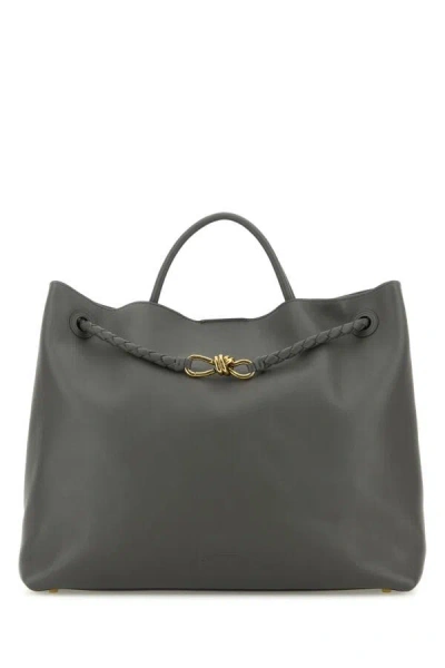 Bottega Veneta Women Dark Grey Leather Large Andiamo Shopping Bag In Gray