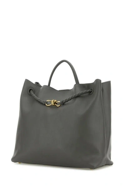 Bottega Veneta Women Dark Grey Leather Large Andiamo Shopping Bag In Gray