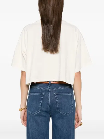 Chloé Biologic Cotton T-shirt With Frontal Logo Patch In White