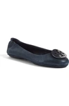 Tory Burch 'minnie' Travel Ballet Flat (women) In Navy Sparkle Suede
