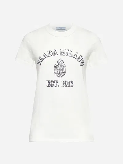 Prada Stamped Logo Crew Neck T-shirt