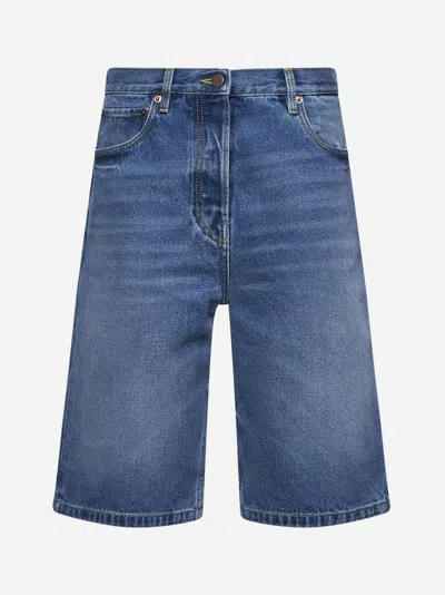 Prada Blue Bermuda Shorts In Washed Denim Women