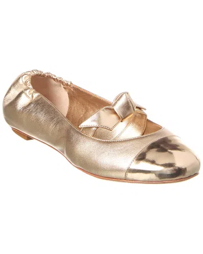 Alexandre Birman Clarita Leather Ballerina Flat In Gold
