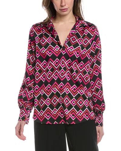 Joseph Ribkoff Open Placket Blouse In Purple