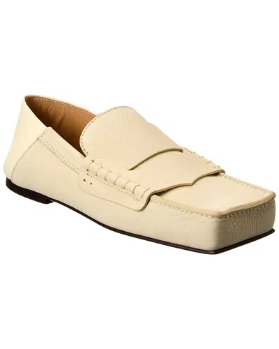 Jacquemus Square Toe Rubber Sole Loafers With Stitch Detailing In Brown