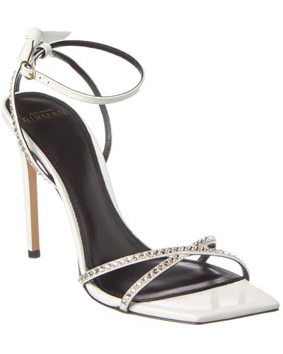 Alexandre Birman Skye Crystal Embellished Ankle Strap Stiletto Sandal In White
