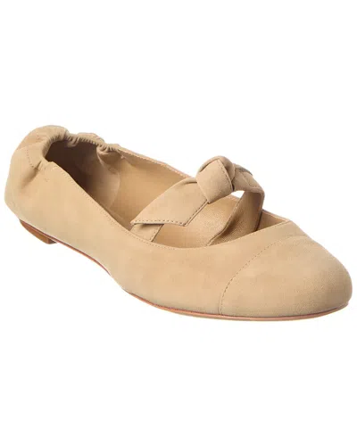 Alexandre Birman Clarita Metallic Bow Ballerina Flats In Brown