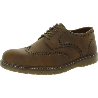 Aston Marc Manti Mens Faux Leather Wing Tip Oxfords In Multi