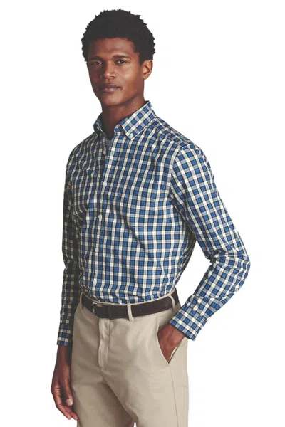 Charles Tyrwhitt Charles Tyrhwitt Men's Slim Fit Plaid Check Non-iron Stretch Poplin Shirt In Blue