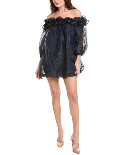 Cinq À Sept Nava Embroidered Organza Mini Dress In Blue