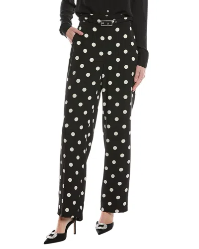 Anne Klein Belted High Waist Polka Dot Wide Leg Pants In Black