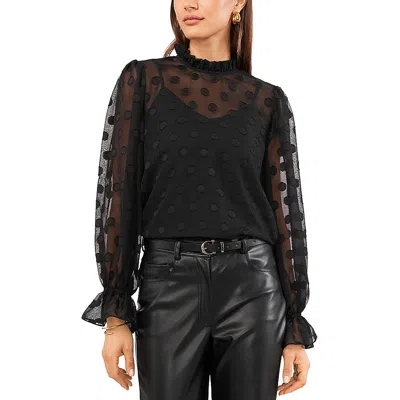 1.state Ruffle Jacquard Blouse In Black