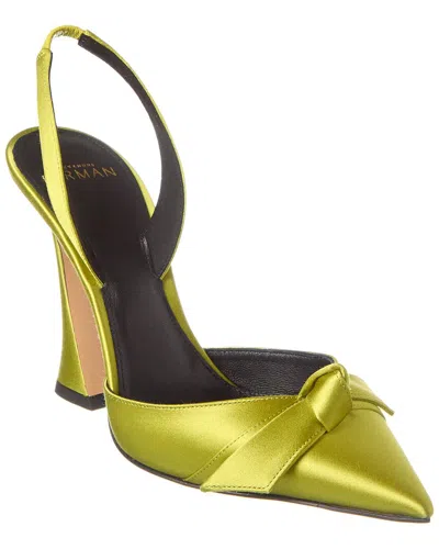 Alexandre Birman Clarita 100mm Satin Slingback Pumps In Green