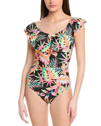 La Blanca Off-the-shoulder Ruffle One-piece In Black