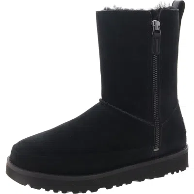 Ugg Classic Zip Short Womens Suede Lined Winter & Snow Boots In Black
