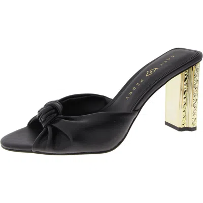 Katy Perry The Framing Womens Faux Leather Embossed Slide Sandals In Black