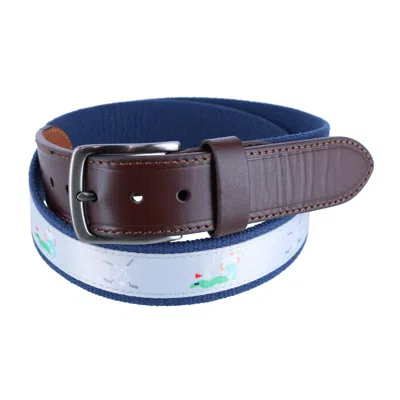 Danbury Men's Bent Club Web Golfer Belt In Blue
