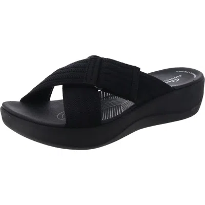 Cloudsteppers By Clarks Arla Wave Womens Fabric Solid Slide Sandals In Black
