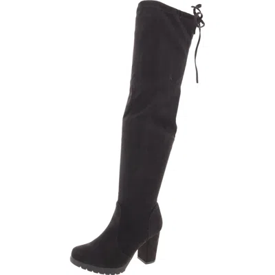New York And Company Adora Womens Zip Up Pull On Over-the-knee Boots In Black
