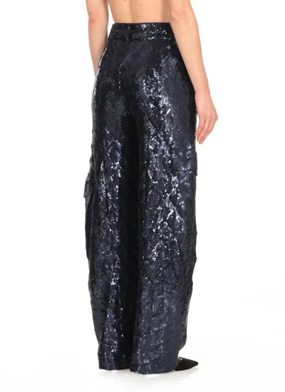 Rotate Birger Christensen Sequinned Cargo Pants In Blue