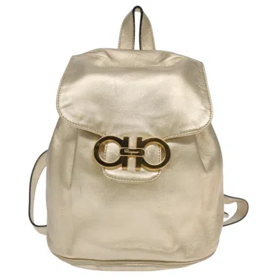 Pre-owned Ferragamo Gancini Leather Backpack Bag () In Gold
