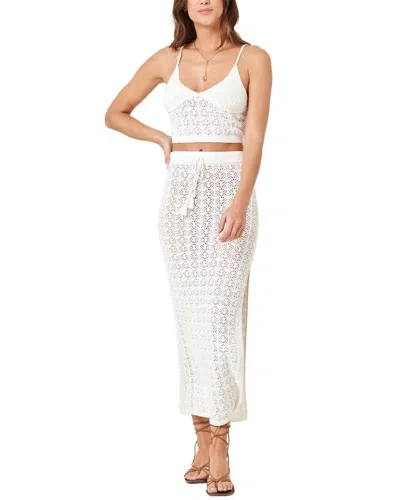 L*space Sweet Talk Open Stitch Cover-up Midi Skirt In White