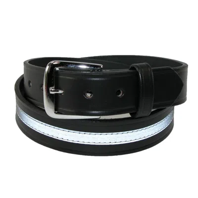 Boston Leather Men's Leather Work Belt With Reflective Safety Stripe In Black