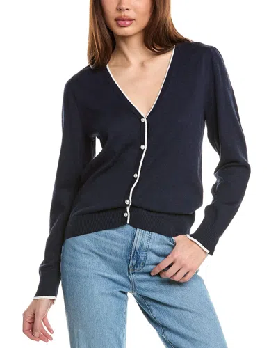 Hannah Rose Pearl Button Trimmed Cashmere-blend Cardigan In Blue