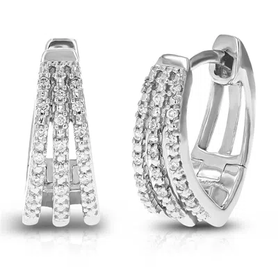 Vir Jewels 1/10 Cttw Lab Created Diamond Hoop Earrings In Sterling Silver Prong 2/5 Inch In Silver