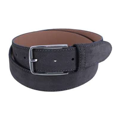 Ctm Men's Brushed Suede Italian Leather Belt In Grey