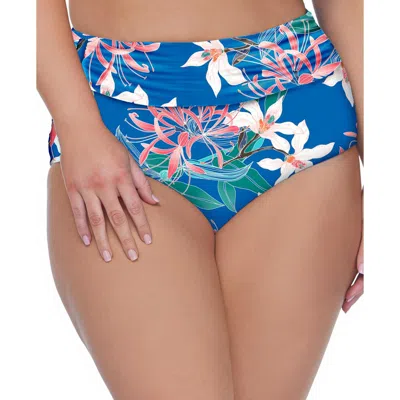 Raisins Plus Mombasa Womens Floral High-waist Swim Bottom Separates In Blue