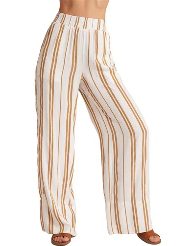 Bella Dahl Stripe Wide Leg Linen Blend Pants In Red