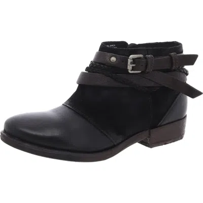 Miz Mooz Danita Womens Leather Belted Ankle Boots In Black