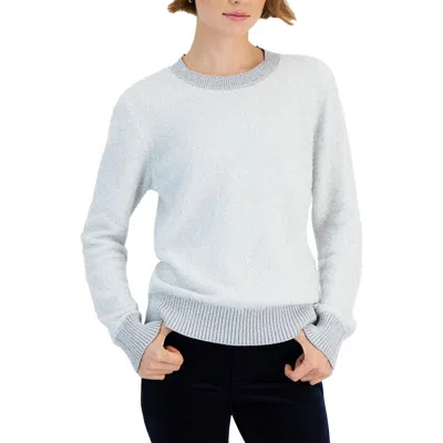 Tommy Hilfiger Womens Metallic Long Sleeve Crewneck Sweater In Silver