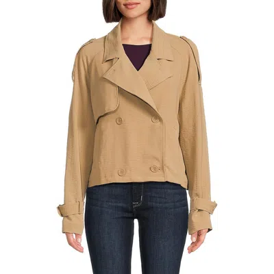 Laundry By Shelli Segal Womens Solid Cropped Shirt Jacket In Brown