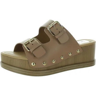 Dolce Vita Kaira Womens Buckle Open Toe Slide Sandals In Beige