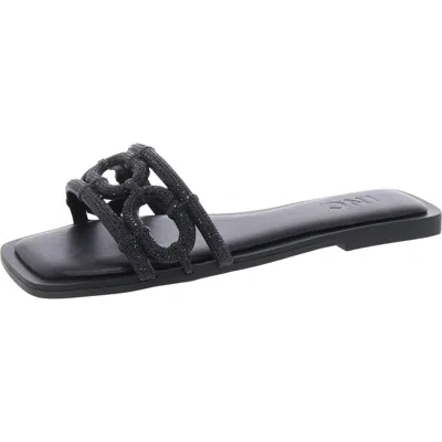 Inc Womens Crystal Open Toe Slide Sandals In Black