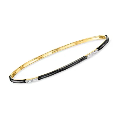 Ross-simons Black Enamel And . Diamond Bangle Bracelet In 18kt Gold Over Sterling In Multi