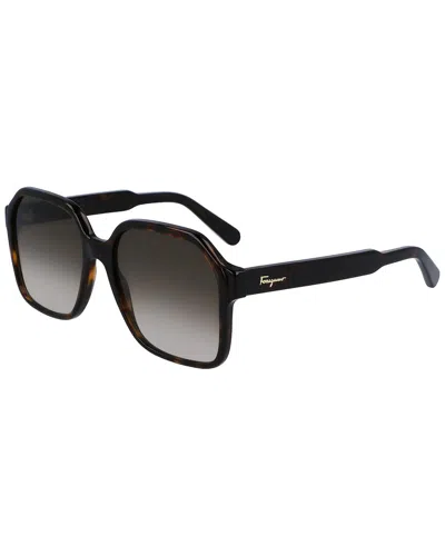 Ferragamo 56mm Square Sunglasses In Brown