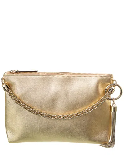 Jimmy Choo Callie Metallic Leather Pouch In Gold