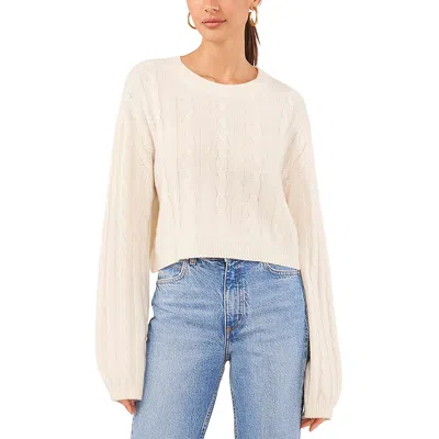 1.state Women's Crewneck Long-sleeve Cable-knit Sweater In Beige