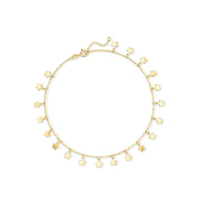 Rs Pure By Ross-simons Italian 14kt Yellow Gold Star Station Anklet In Multi