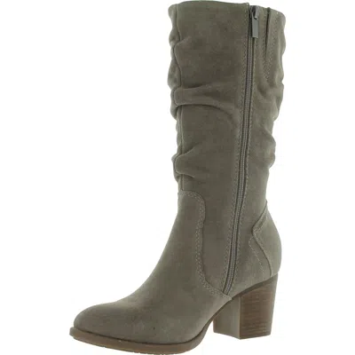 Earth Vine Womens Suede Almond Toe Mid-calf Boots In Grey