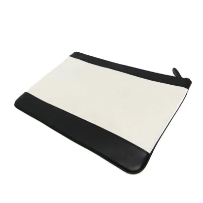 Pre-owned Balenciaga Navy Beige Canvas Clutch Bag ()