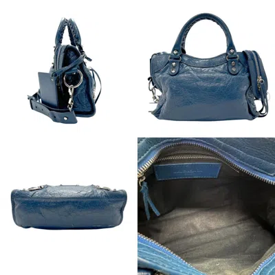 Pre-owned Balenciaga Navy Leather Handbag Shoulder Bag ()