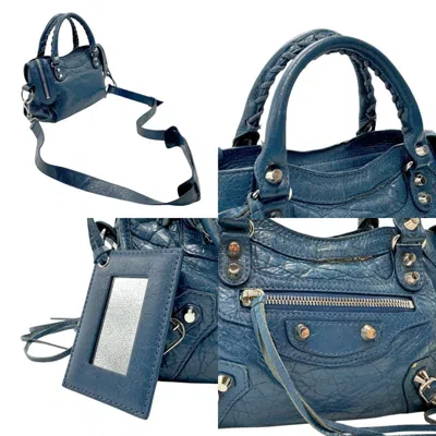 Pre-owned Balenciaga Navy Leather Handbag Shoulder Bag ()