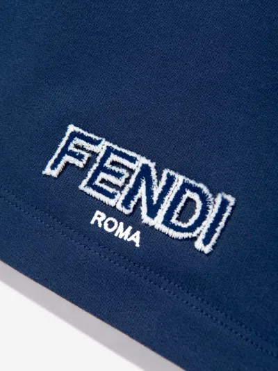 Fendi Boys Logo Bermuda Shorts In Blue
